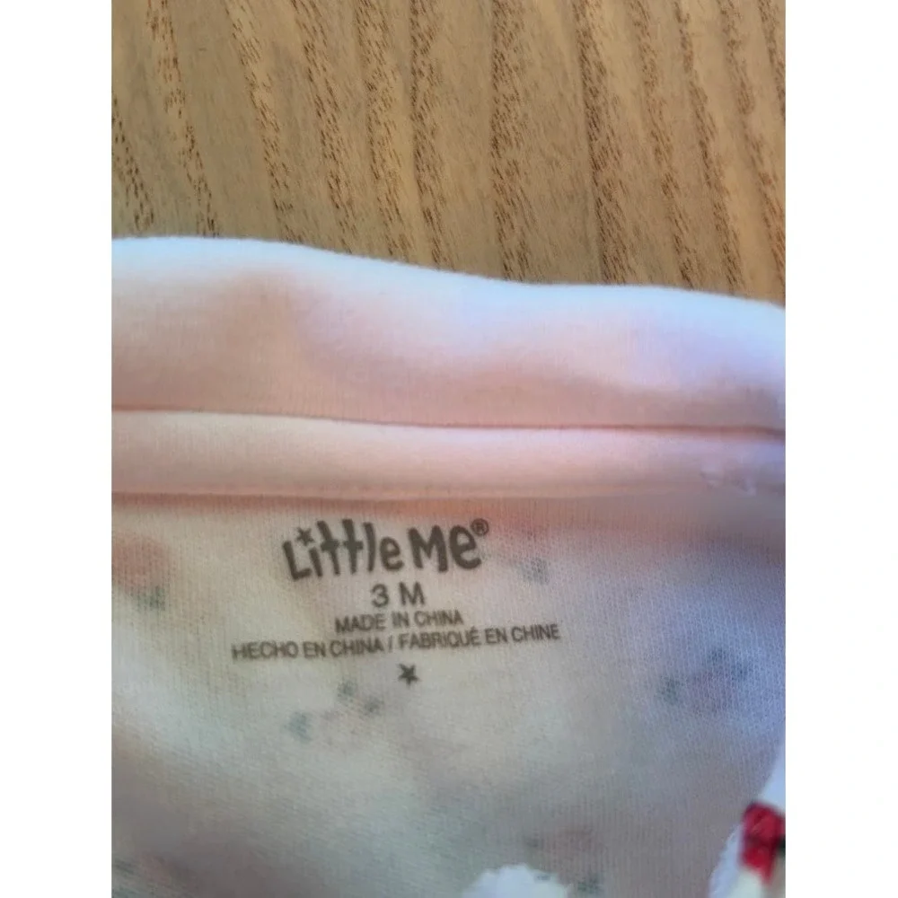 Little Me Baby Girls My 1st Christmas Rose Floral Footed Sleeper White Red 3M